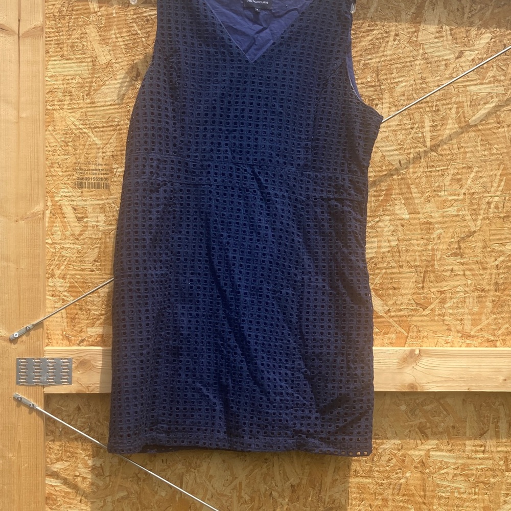 FRENCH CURVE/Elegant Navy Textured Mini Dress